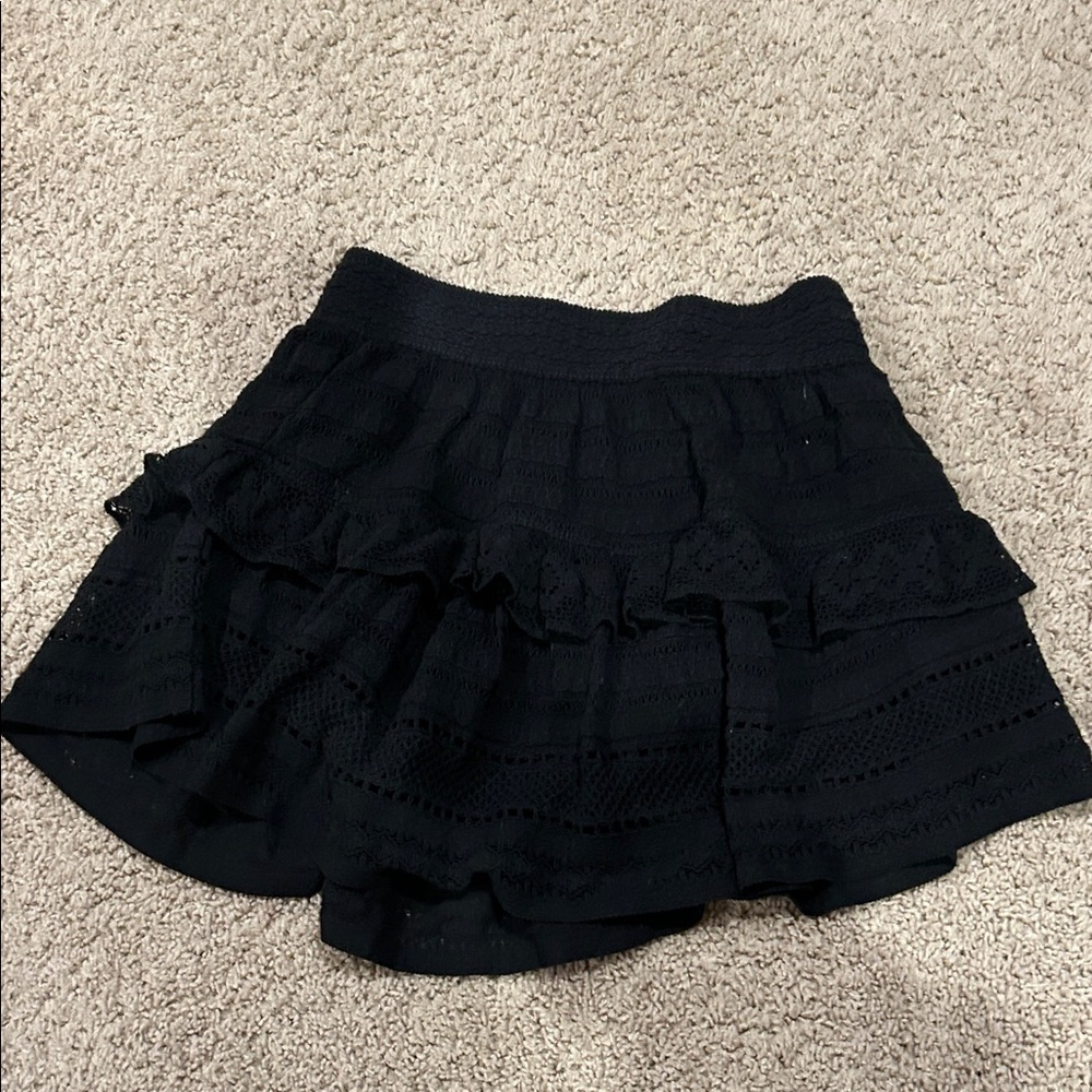 Aerie Black Textured Skater Skirt